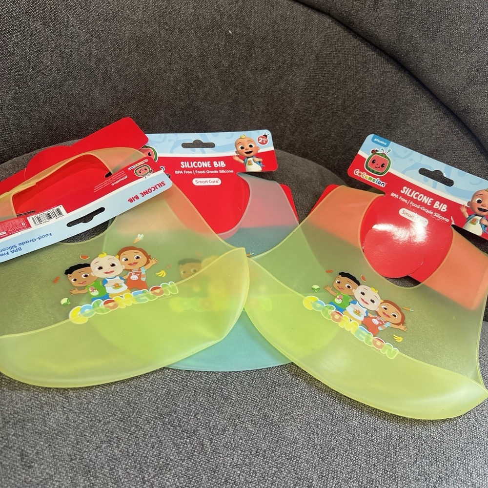 Cocomelon Silicone Bibs for Babies with Adjustable‎ Neck - Durable Baby Silicone